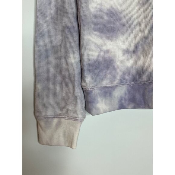 Splendid Tie-Dye Lilac & White Long Sleeve Waffle Knit Sweatshirt Cotton Blend S - Picture 8 of 8